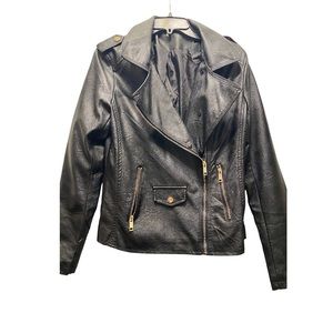 Love token faux leather Moto jacket size L